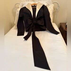 PAUW Amsterdam Elegant Black and Cream Bow-Tie Blouse